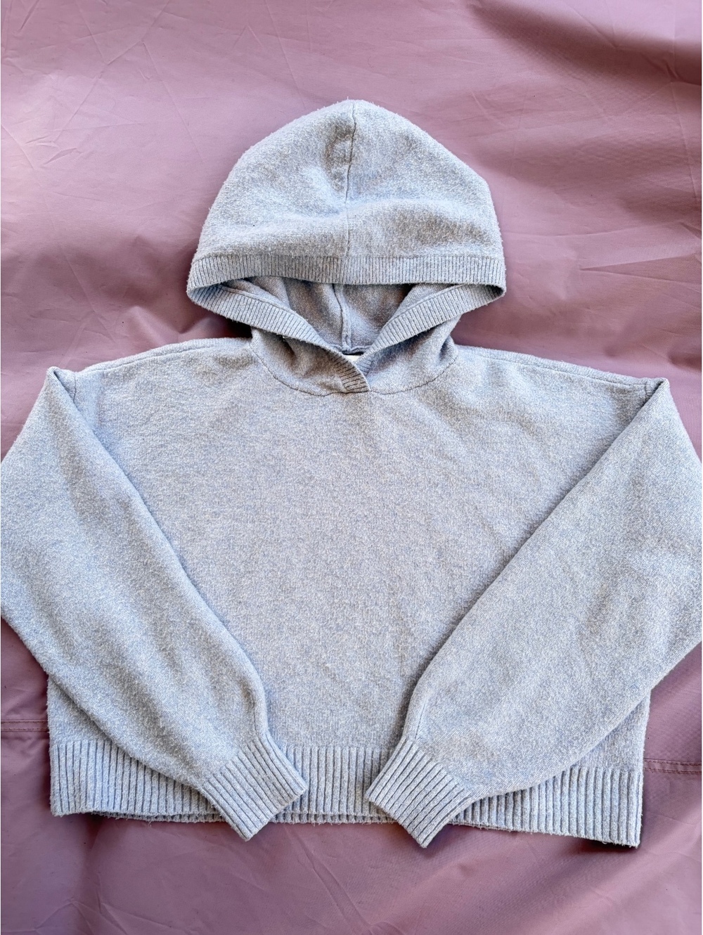 Hollister Light Gray/Blue Hooded Sweater Size Small